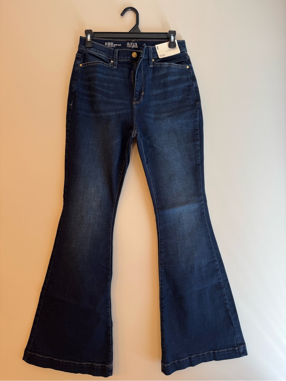 a.n.a Dark Blue High-Rise Flare Jeans